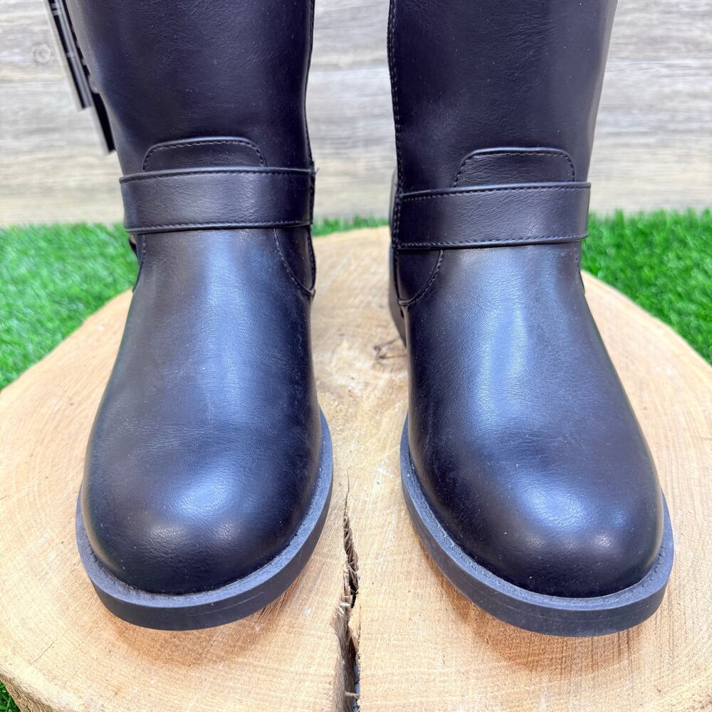 NEW Madden NYC Youth - Size 5 - Black Faux Leather Tall Fashion Moto Boots - Picture 2 of 10